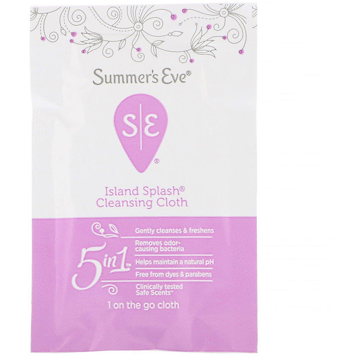 Summer's Eve, 5 in 1 Cleansing Cloths, Island Splash, 16 Individually Wrapped Cloths - HealthCentralUSA