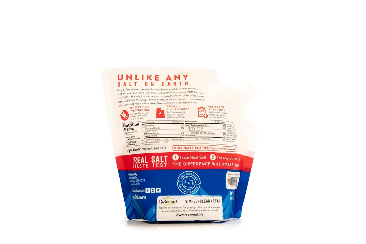 Redmond Real Salt - Ancient Fine Sea Salt, Unrefined Mineral Salt, 16 Ounce Pouch (1 Pack)