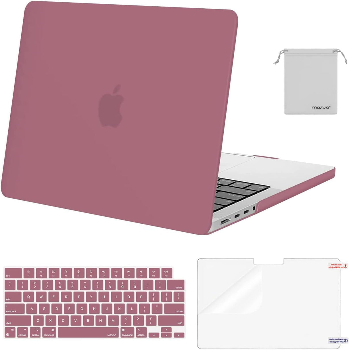 MOSISO Compatible with Macbook Pro 14 Inch Case 2024 2023 2022 2021 M4 M3 M2 M1 Pro Max A3112 A3185 A3401 A2918 A2992 A2779 A2442, Plastic Hard Shell&Keyboard Cover&Screen Film&Pouch, Black