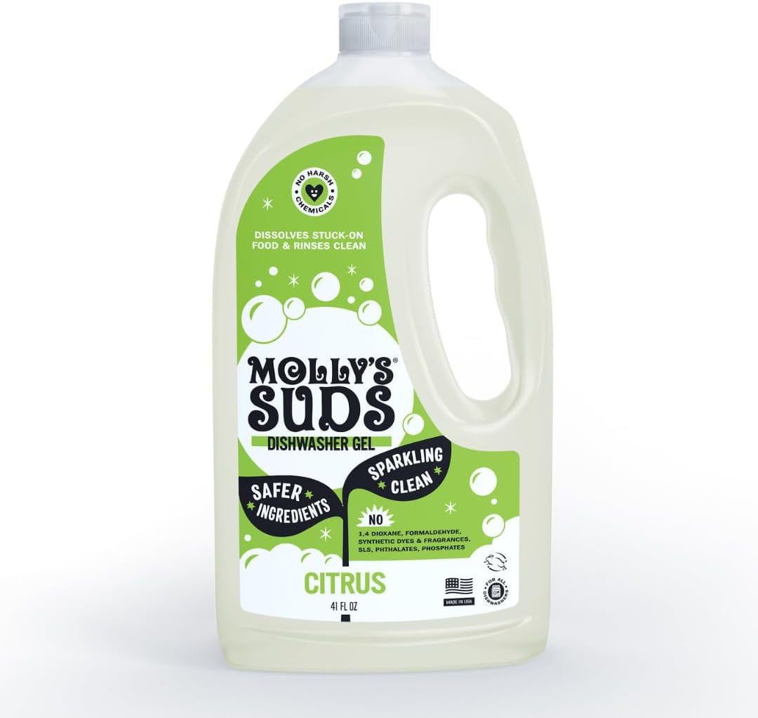 Molly'S Suds Dishwasher Pods | Clean Dishwasher Detergent, Cuts Grease & Rinses Clean (Residue-Free) for Sparkling Dishes | 60 Auto-Release Tabs (Unscented)