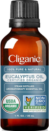 Cliganic Organic Essential Oils Set (Top 5) - 100% Pure Natural - Aromatherapy, Candle Making - Peppermint, Lavender, Eucalyptus, Lemongrass & Orange (Packaging May Vary)