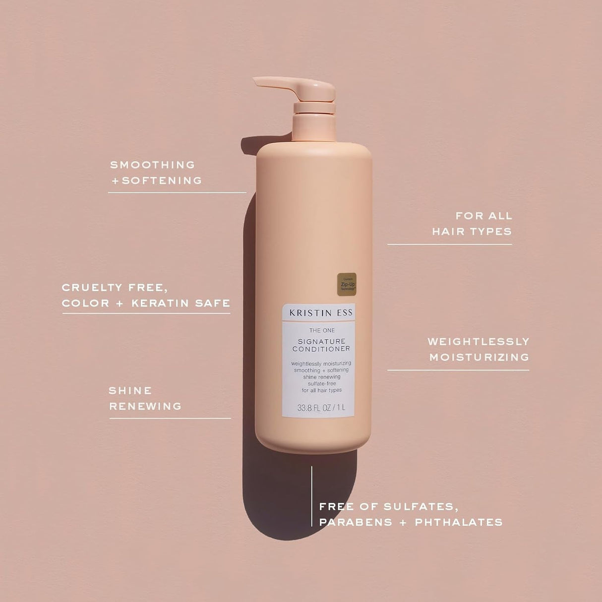 Kristin Ess Hair the One Signature Conditioner for Dry Damaged Hair - Moisturizes, Smooths, Detangles + Softens Hair - Sulfate Free, Color + Keratin Safe, 33.8 Fl. Oz