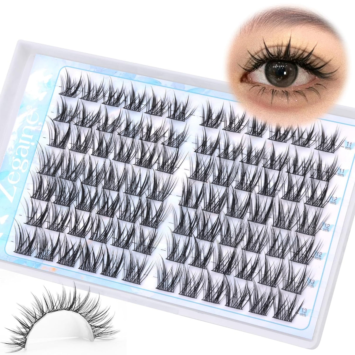 Self Adhesive Lashes Clusters Kit Natural Self Adhesive Cluster Eyelash Extensions Kit Reusable Wispy Cluster Lashes No Glue Needed Fluffy D Curl Individual Lashes Kit with Tweezers 10-16MM by Zegaine