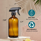 8 Oz Amber Glass Spray Bottles - 2 Pack Empty Refillable Bottle for Cleaning Solutions,Hair Care,Essential Oils, Plants - Durable Nozzle,With Labels &Funnel, Dropper