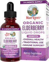 Maryruth Organics Elderberry Syrup | USDA Organic Elderberry | Sugar Free Adults & Kids Immune Support Supplement for Ages 1+ | Clean Label Project Verified®, Vegan, Non-Gmo, Gluten Free | 1 Fl Oz - Supply Center USA