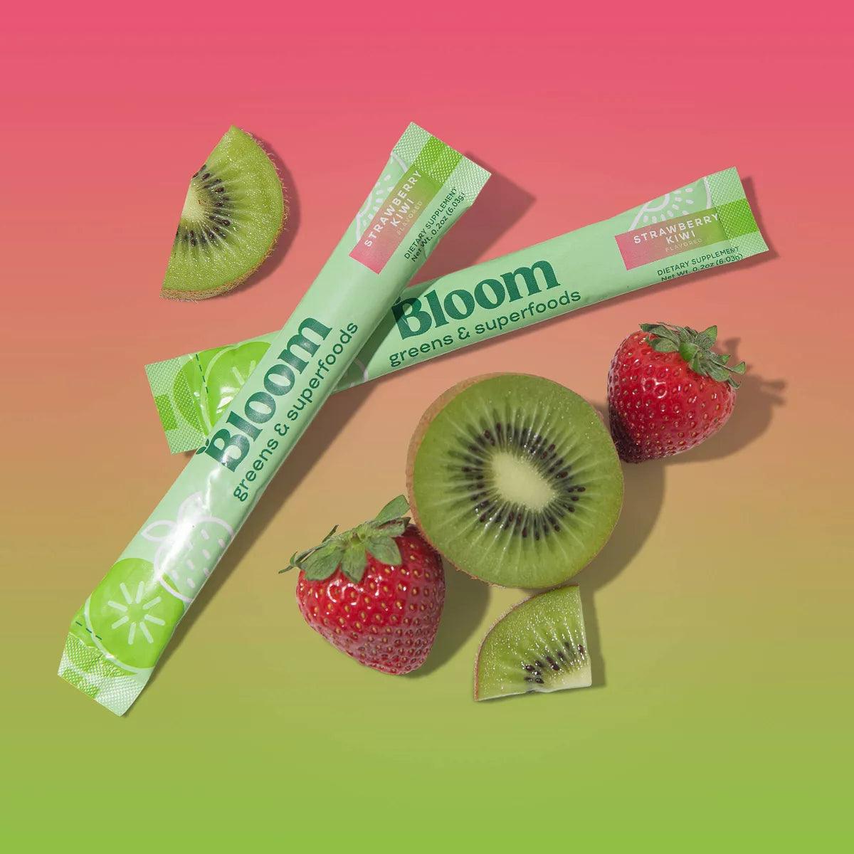 BLOOM NUTRITION Greens and Superfoods Powder Stick Pack - Strawberry Kiwi - 5Ct - Supply Center USA