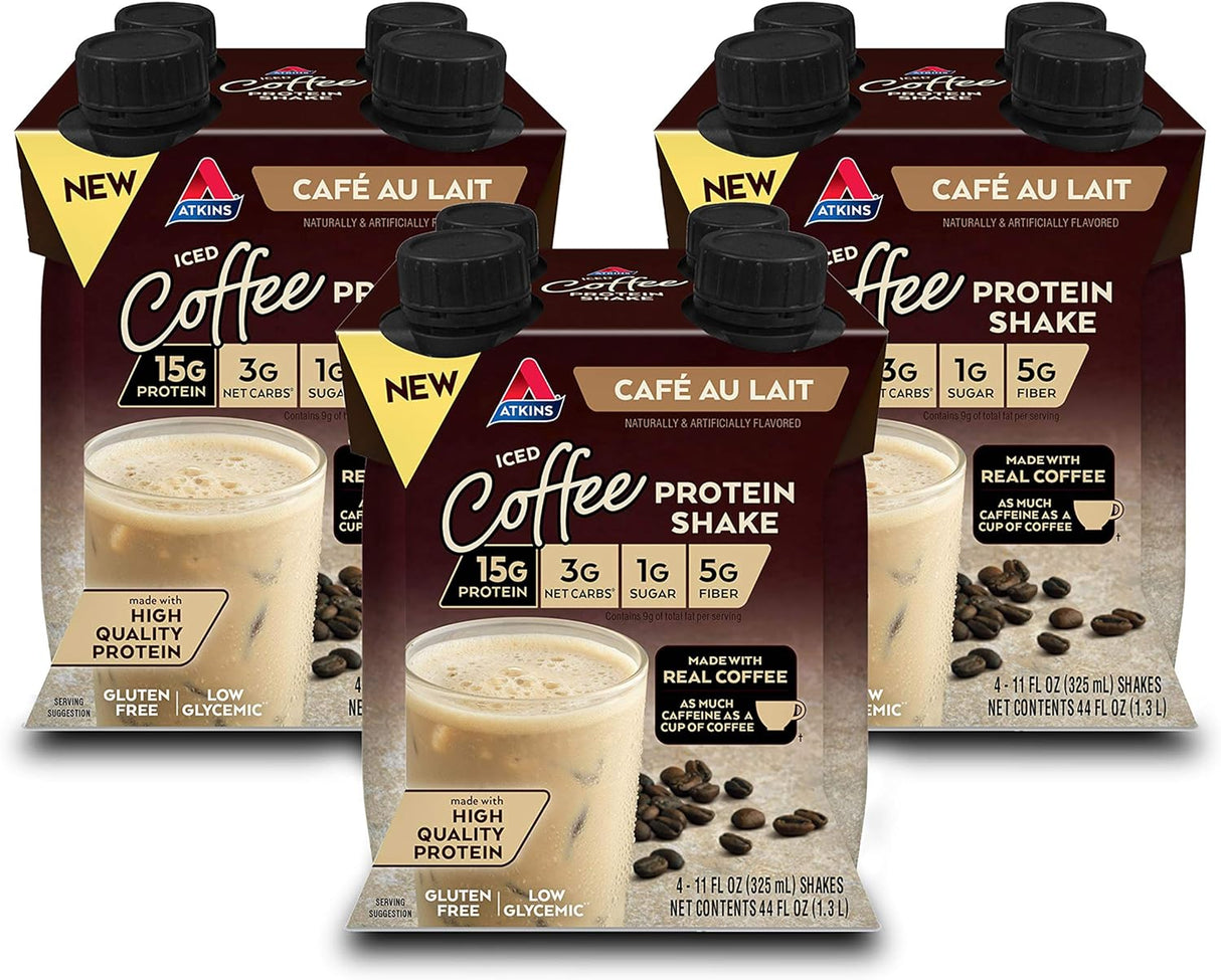 Atkins Mocha Latte Iced Coffee Protein Shake, 15G Protein, Low Glycemic, 4G Net Carb, 1G Sugar, Keto Friendly.