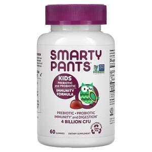 SmartyPants, Kids Prebiotic and Probiotic, Immunity Formula, Grape, 2 Billion CFU, 60 Gummies - Supply Center USA