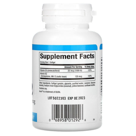 Natural Factors, Vitamin D3 & K2, 60 Softgels - Supply Center USA