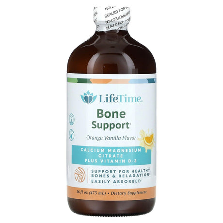 LifeTime Vitamins, Bone Support, Calcium Magnesium Citrate Plus Vitamin D-3, Orange Vanilla, 16 fl oz (473 ml) - Supply Center USA