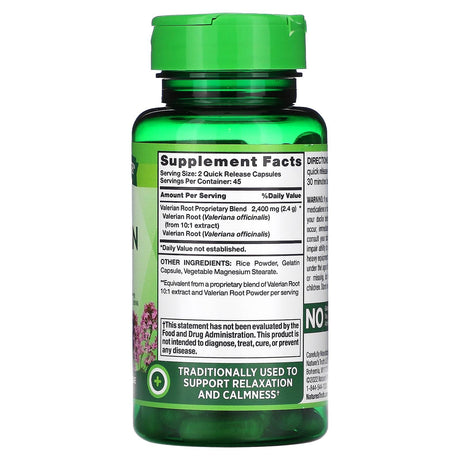 Nature's Truth, Valerian Root, 1,200 mg, 90 Quick Release Capsules - Supply Center USA