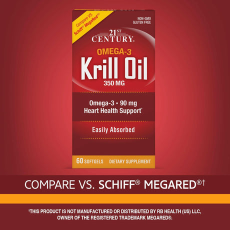 21st Century, Krill Oil, 350 mg, 60 Softgels - Supply Center USA