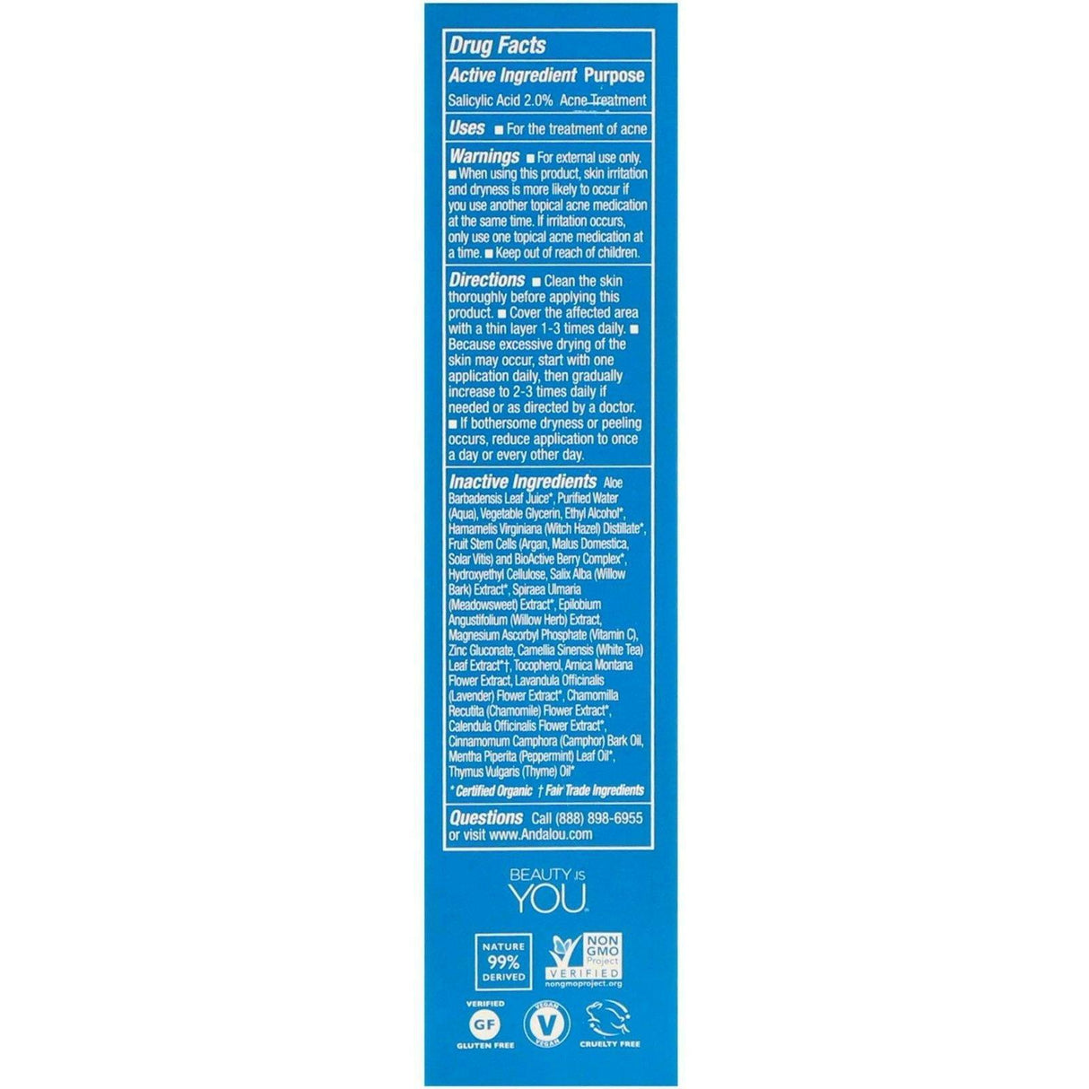 Andalou Naturals, Blemish Vanishing Gel, Maximum Strength, Clear Skin, .6 fl oz (18 ml) - Supply Center USA