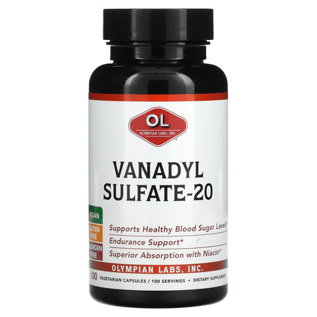 Olympian Labs, Vanadyl Sulfate-20, 100 Vegetarian Capsules - Supply Center USA