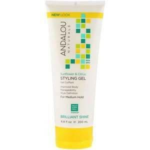 Andalou Naturals, Styling Gel, Brilliant Shine, Medium Hold, Sunflower & Citrus, 6.8 fl oz (200 ml) - Supply Center USA