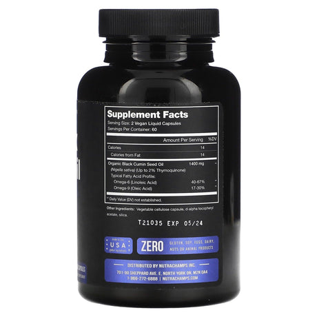 NutraChamps, Black Seed Oil, 120 Veggie Capsules - Supply Center USA