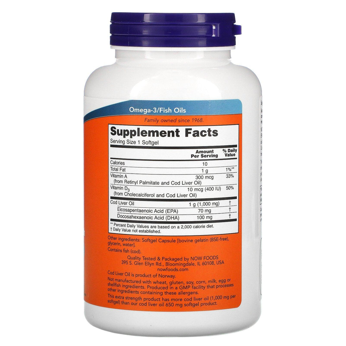 Now Foods, Cod Liver Oil, 1,000 mg, 180 Softgels - Supply Center USA