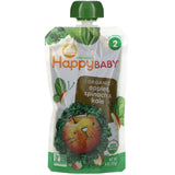 Happy Family Organics, Happy Baby, Organics, Stage 2, 6+ Months, Apples, Spinach & Kale, 4 Pouches, 4 oz (113 g) Each - Supply Center USA