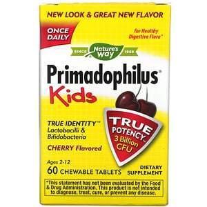 Nature's Way, Primadophilus, Kids, Age 2-12, Cherry , 3 Billion CFU, 60 Chewable Tablets - Supply Center USA