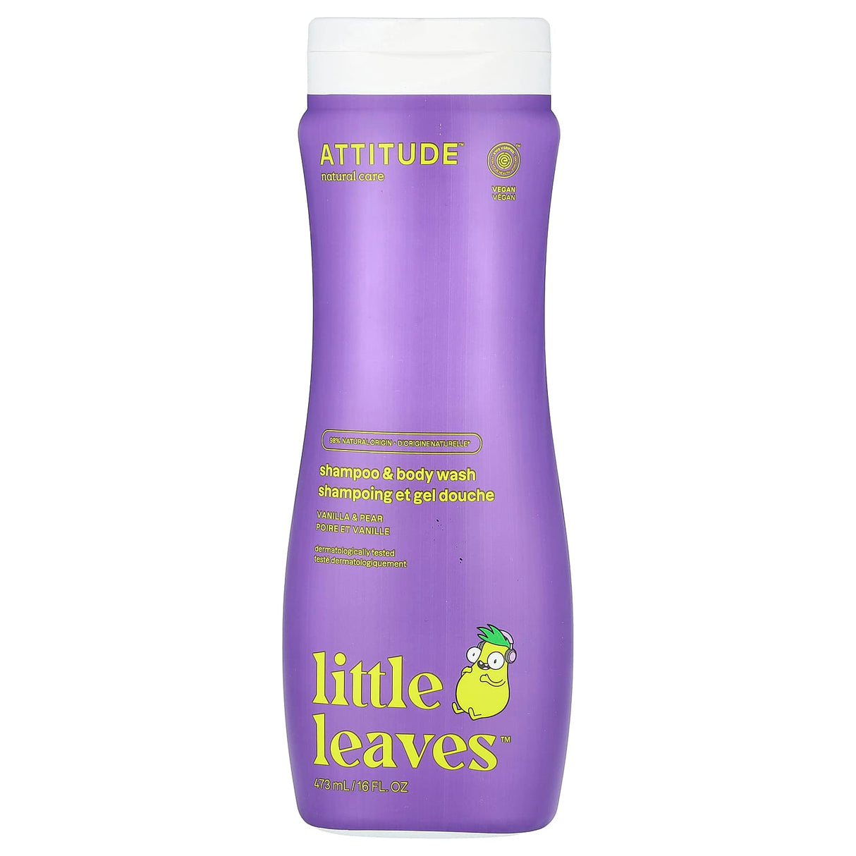 ATTITUDE, Little Leaves Science, 2-In-1 Shampoo & Body Wash, Vanilla & Pear, 16 fl oz (473 ml)