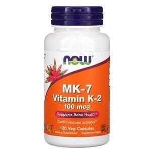 Now Foods, MK-7 Vitamin K-2 , 100 mcg, 120 Veg Capsules - Supply Center USA