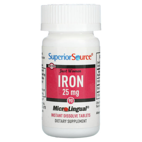 Superior Source, Just Women, Iron, 25 mg, 90 MicroLingual Instant Dissolve Tablets - Supply Center USA