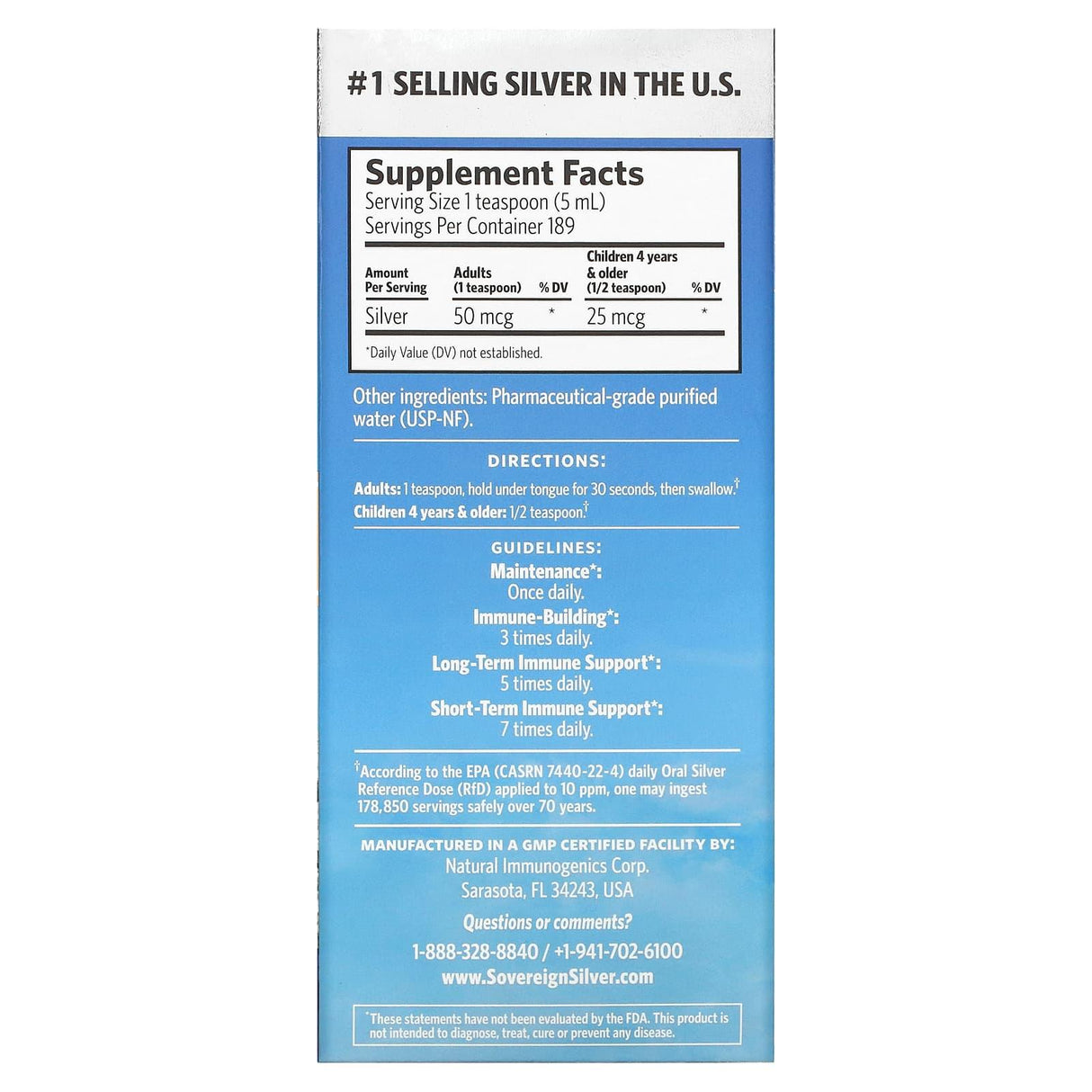 Sovereign Silver, Bio-Active Silver Hydrosol, 10 ppm, 32 fl oz (946 ml) - Supply Center USA