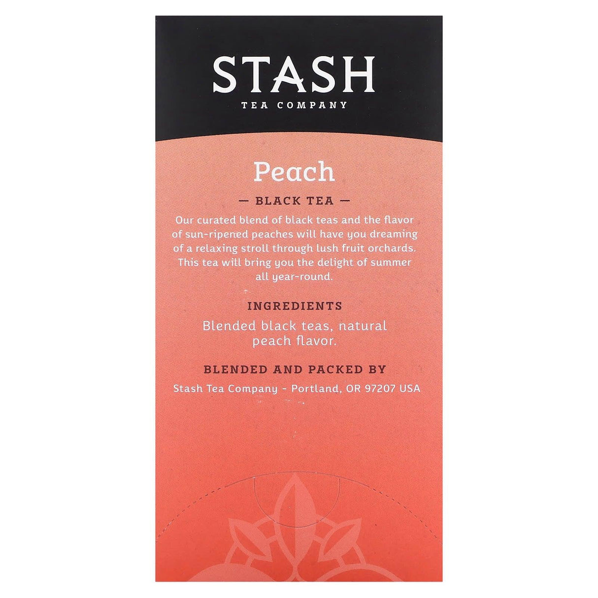 Stash Tea, Black Tea, Peach, 20 Tea Bags, 1.3 oz (38 g) - Supply Center USA