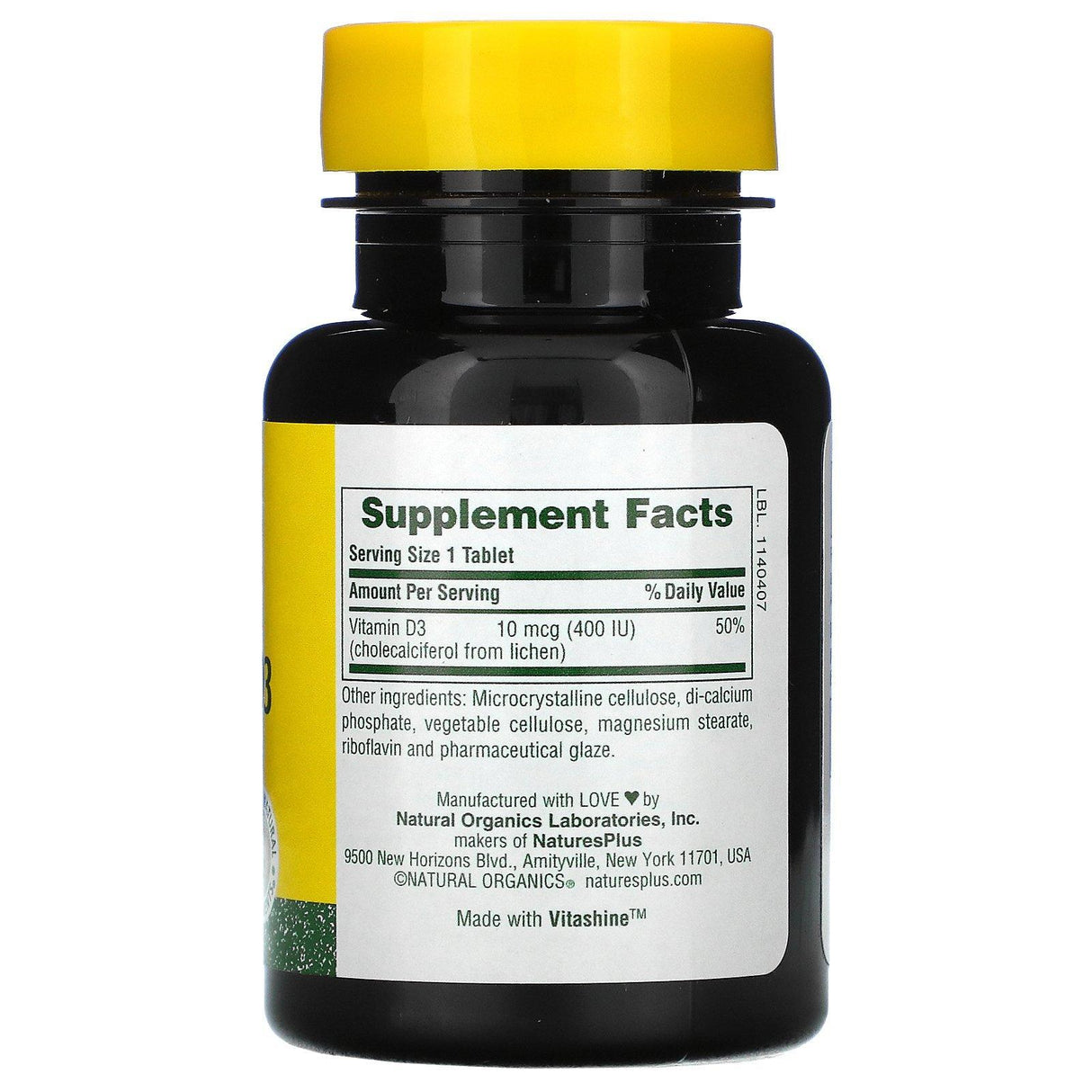 Nature's Plus, Vitamin D3, 400 IU, 90 Tablets - Supply Center USA