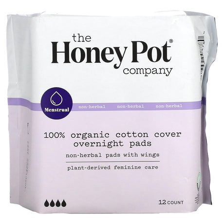 The Honey Pot Company, Organic Non-Herbal Pads with Wings, Overnight, 12 Count - Supply Center USA