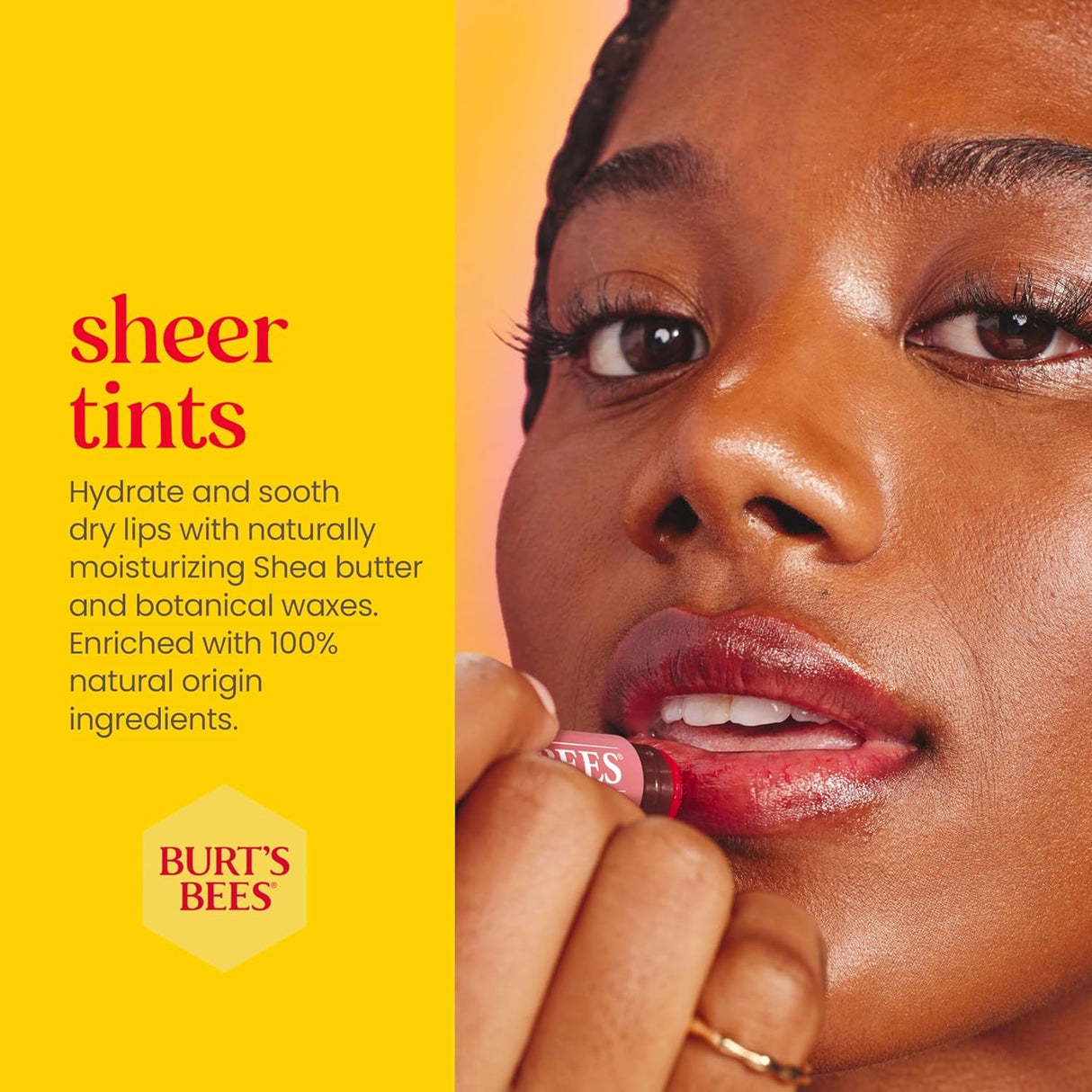 Burt’S Bees Tinted Lip Balm Rose; 8 Hour Moisture; Provides a Hint of Color; Nourishing Shea Butter; 100% Natural Origin; 1 Tube; 0.15 Oz. (Package May Vary)