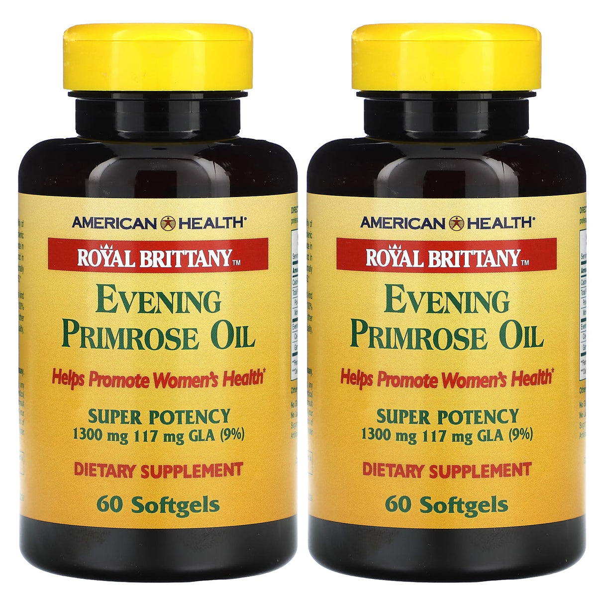 American Health, Royal Brittany, Evening Primrose Oil, 1300 mg, 2 Bottles, 60 Softgels Each
