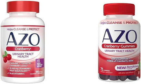 AZO Cranberry Urinary Tract Health Supplement, 1 Serving = 1 Glass of Cranberry Juice, Sugar Free Cranberry Pills, Non-Gmo 100 Softgels - Supply Center USA