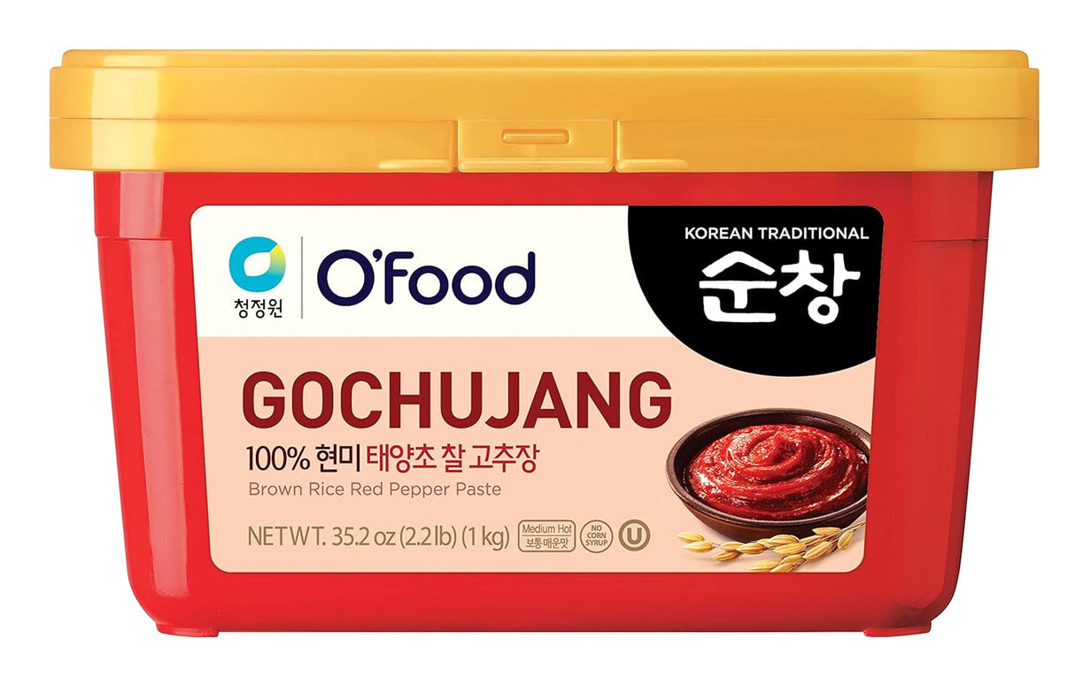 Chung Jung One O'Food Medium Gochujang 1.1Lb, Korean Red Chili Pepper Paste, Spicy, Sweet and Savory Sauce, Traditional Fermented Condiment, 100% Brown Rice, No Corn Syrup