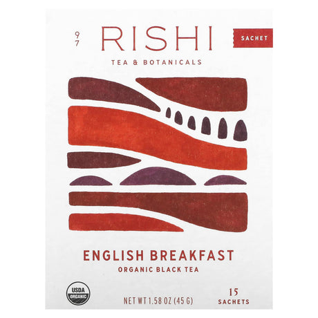 Rishi Tea, Organic Black Tea, English Breakfast, 15 Sachets, 1.58 oz (45 g) - Supply Center USA