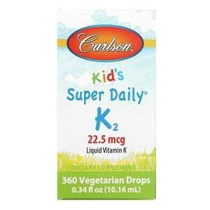 Carlson Labs, Kid's, Super Daily K2, 22.5 mcg, 0.34 fl oz (10.16 ml) - Supply Center USA