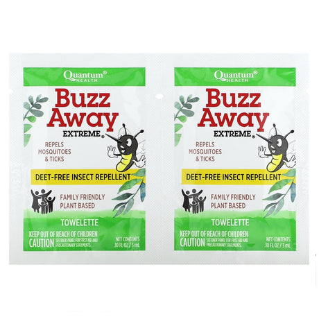 Quantum Health, Buzz Away Extreme, 12 Individual Towelettes - Supply Center USA