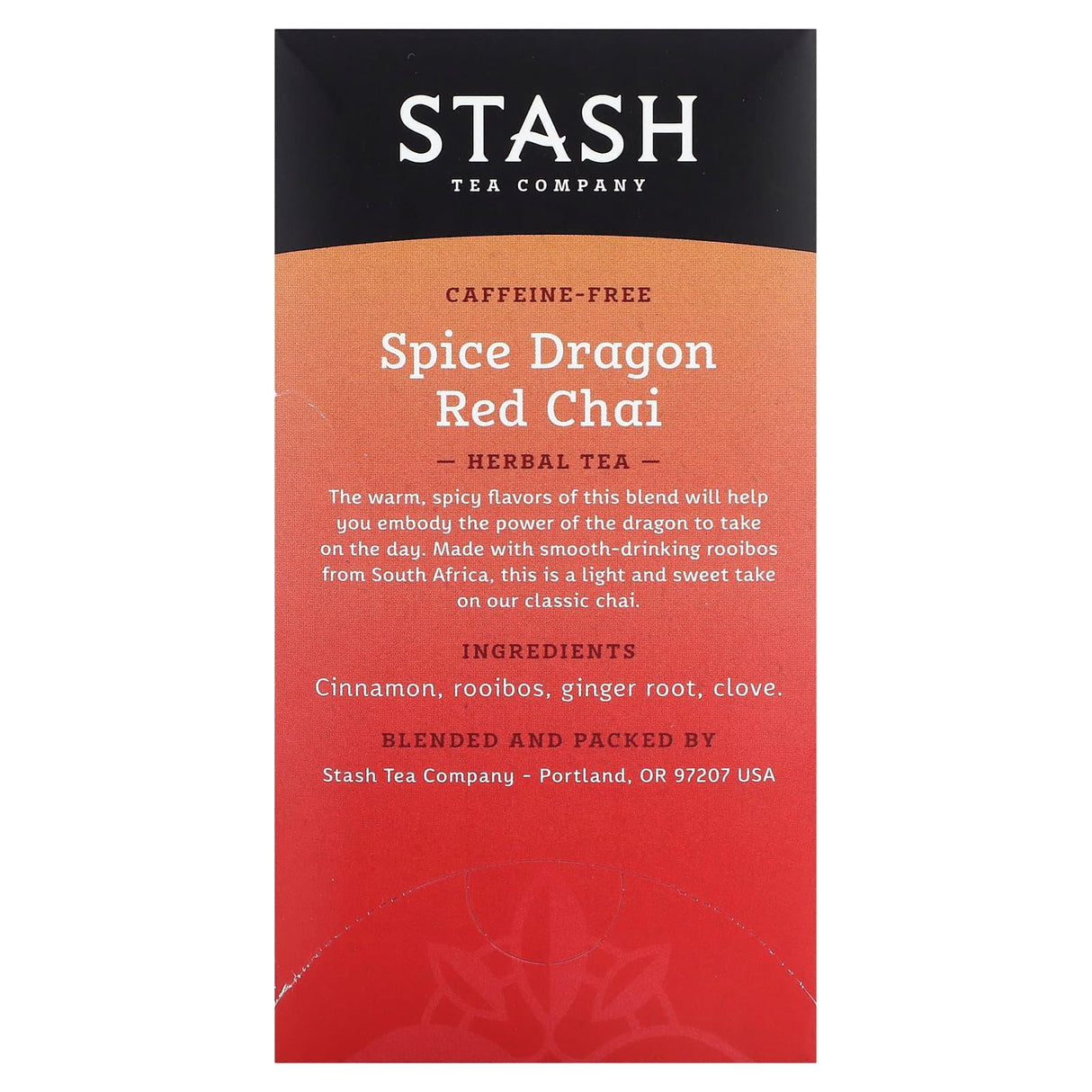 Stash Tea, Herbal Tea, Spice Dragon Red Chai, Caffeine Free, 18 Tea Bags, 1.2 oz (36 g) - Supply Center USA