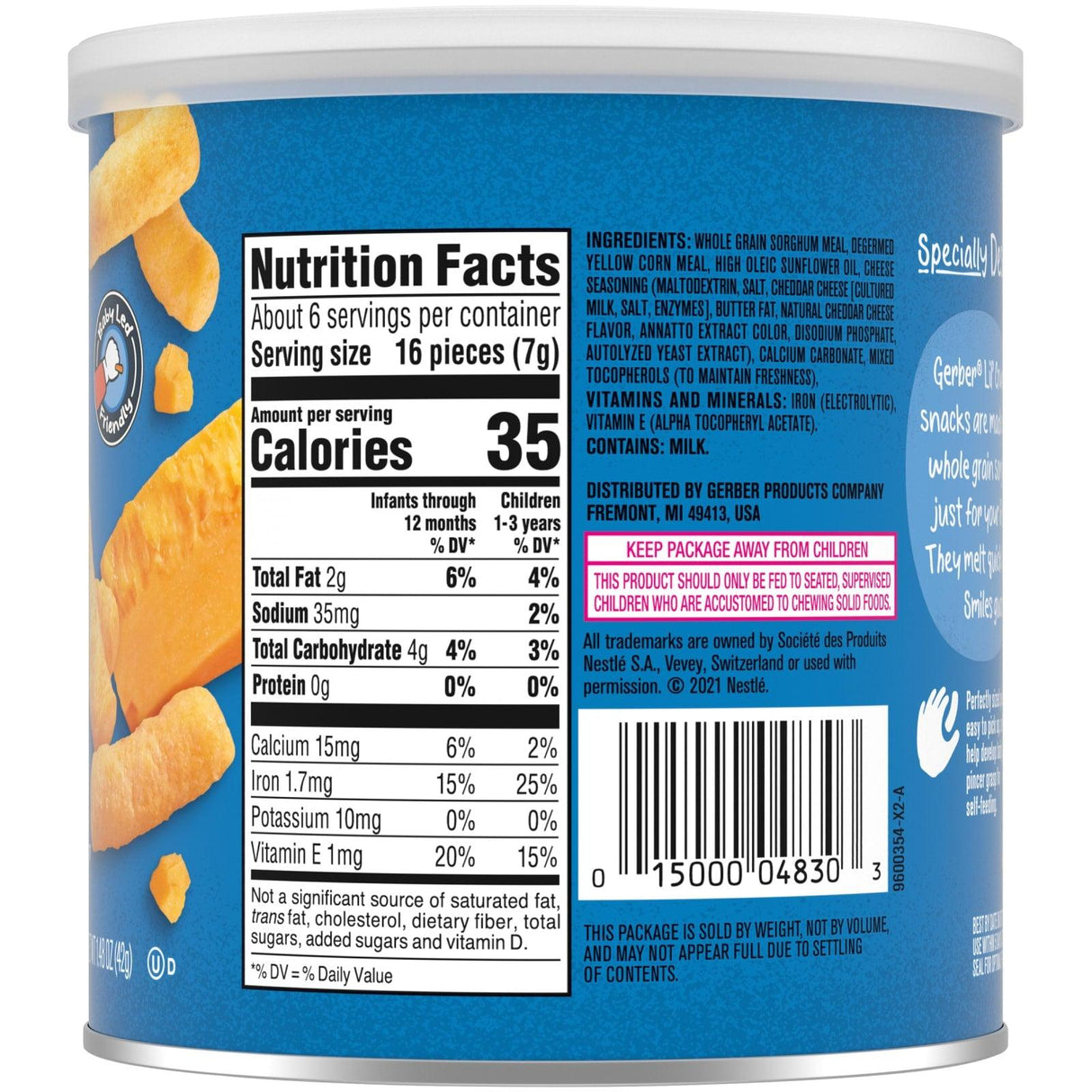 Gerber, Snacks for Baby, Lil' Crunchies, Baked Grain Snack, 8+ Months, Mild Cheddar, 1.48 oz (42 g) - Supply Center USA