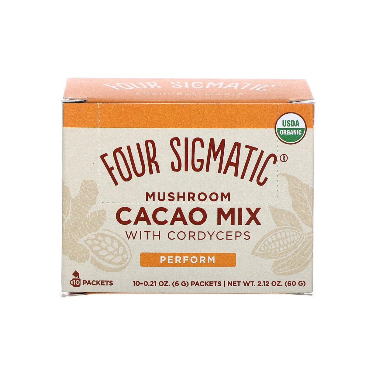 Four Sigmatic, Mushroom Cacao Mix with Cordyceps, 10 Packets, 0.21 oz (6 g) Each - Supply Center USA