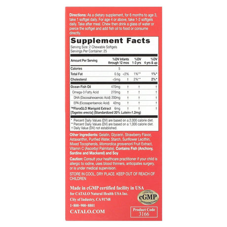 Catalo Naturals, Children's DHA IQ Fish Formula, Lutein Added, Strawberry, 50 Chewable Softgels - Supply Center USA