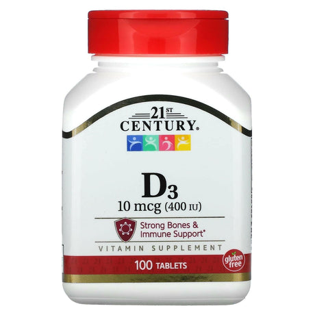 21st Century, Vitamin D3, 10 mcg (400 IU), 100 Tablets - Supply Center USA