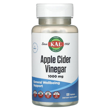 KAL, Apple Cider Vinegar, 1,000 mg, 120 Tablets (500 mg per Tablet) - Supply Center USA