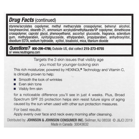 Neutrogena, Triple Age Repair, Moisturizer with Sunscreen, Broad Spectrum SPF 25, 1.7 oz (48 g) - Supply Center USA