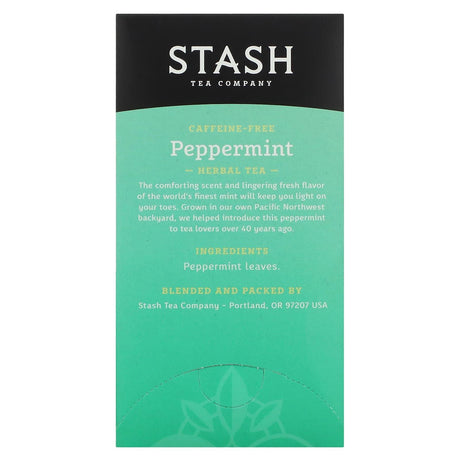 Stash Tea, Herbal Tea, Peppermint, Caffeine Free, 20 Tea Bags, 0.7 oz (20 g) - Supply Center USA