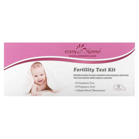 Easy@Home, Fertility Test Kit, 50 Ovulation Tests, 20 Pregnancy Tests, 1 Basal Thermometer, 141 Piece Kit - Supply Center USA