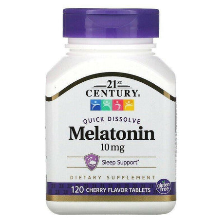 21st Century, Quick Dissolve Melatonin, Cherry Flavor, 10 mg, 120 Tablets - Supply Center USA