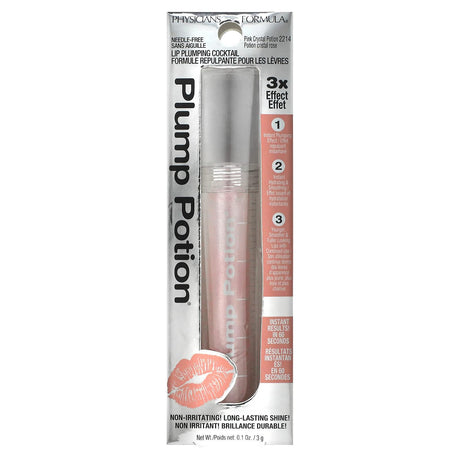 Physicians Formula, Plump Potion, Need-Free Lip Plumping Cocktail, 2214 Pink Crystal Potion , 0.1 oz (3 g) - Supply Center USA