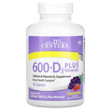 21st Century, 600 + D3 Plus Minerals, Fruit Punch, 75 Chewable Tablets - Supply Center USA