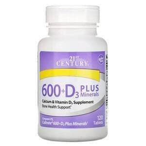 21st Century, 600+D3 Plus Minerals, 120 Tablets - HealthCentralUSA